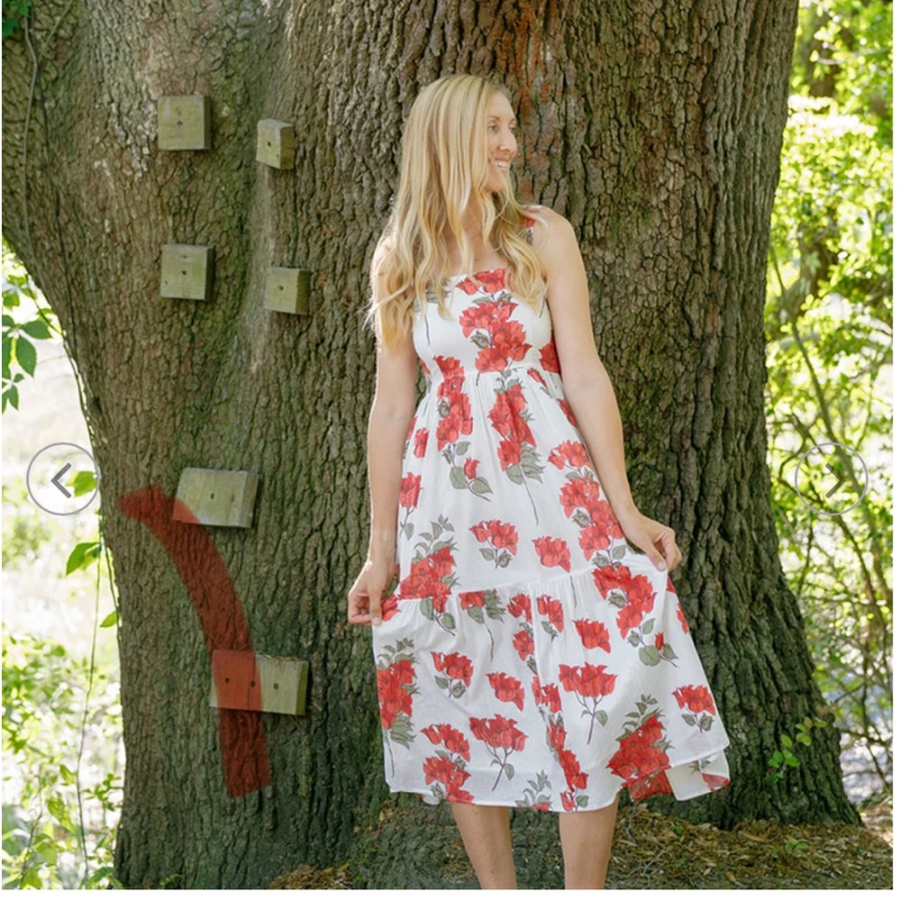 White and Red Halter Sundress for Casual Occasions by pink Chicken.